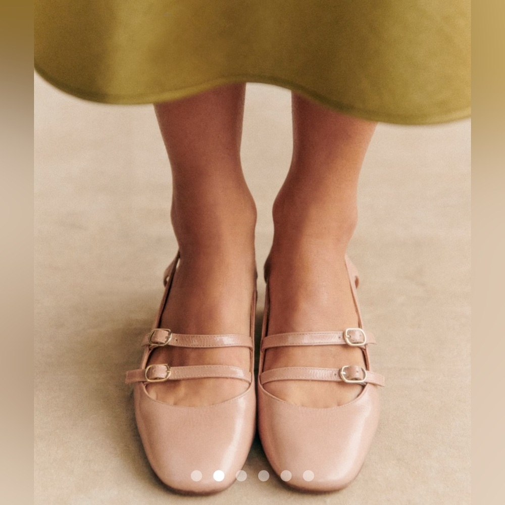 Sezane Paula babies polished nude sling back Mary Janes